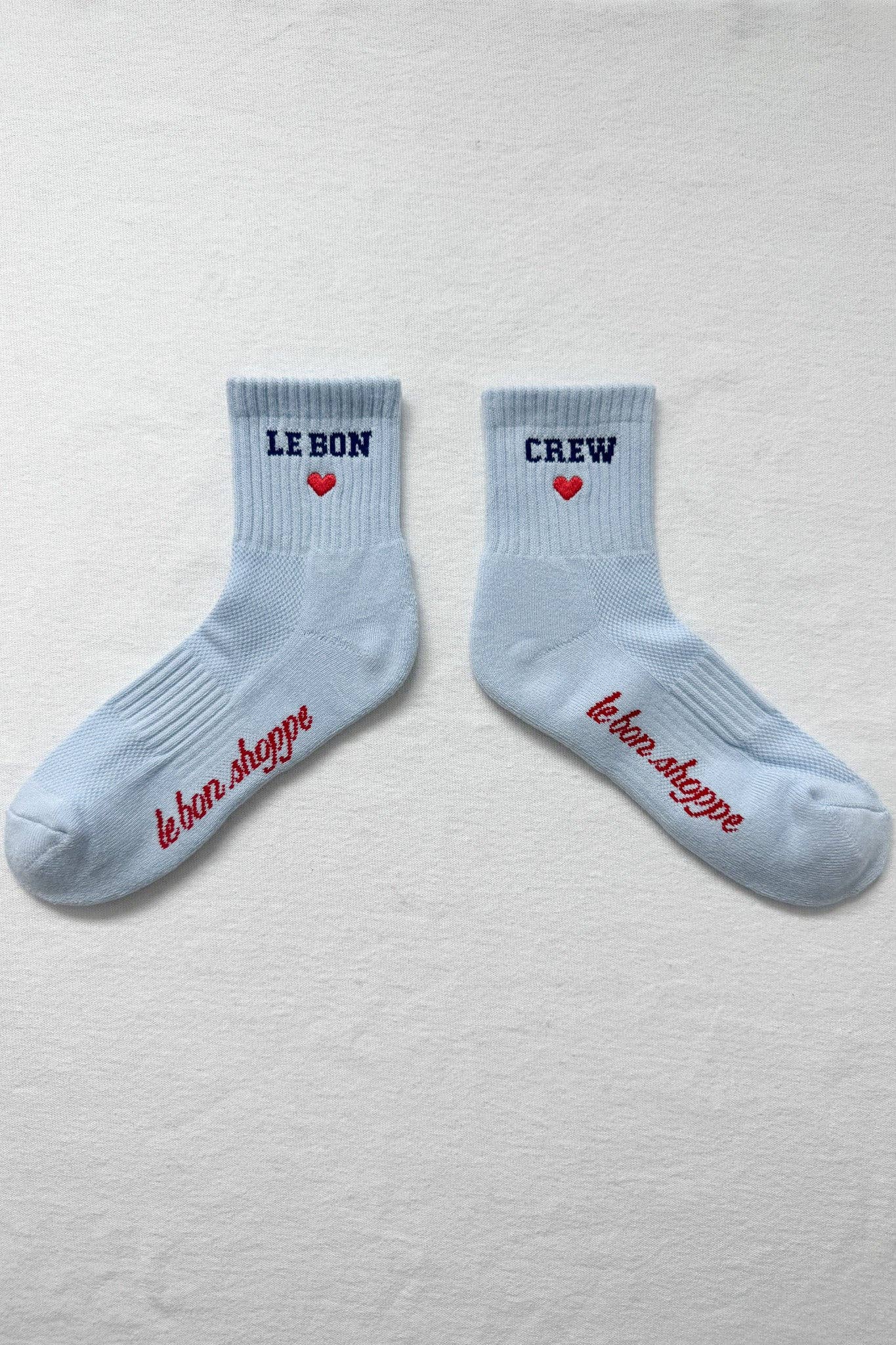 Embroidered Crew Socks SKY BLUE