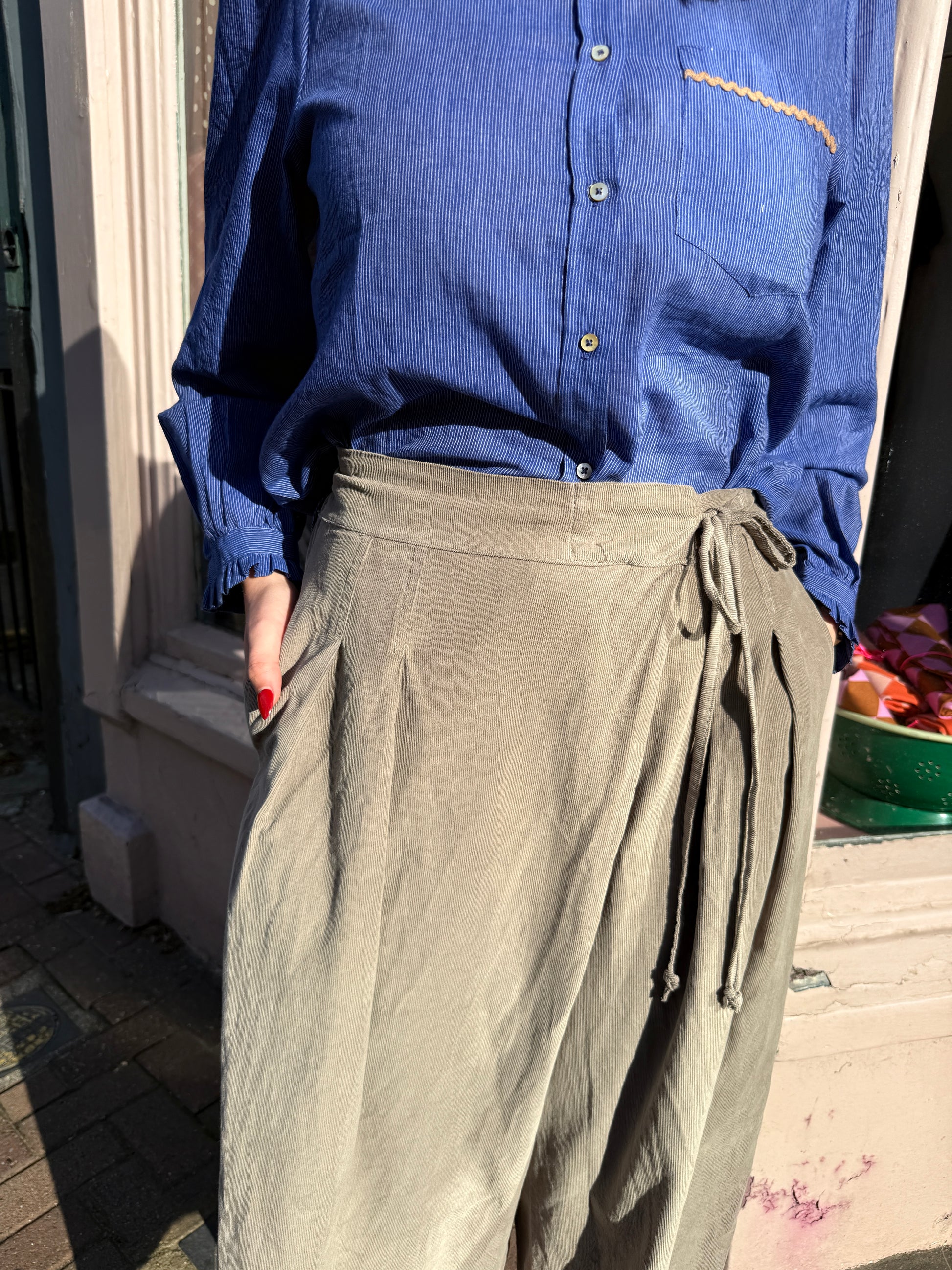 Grey Marta Needlecord Trousers