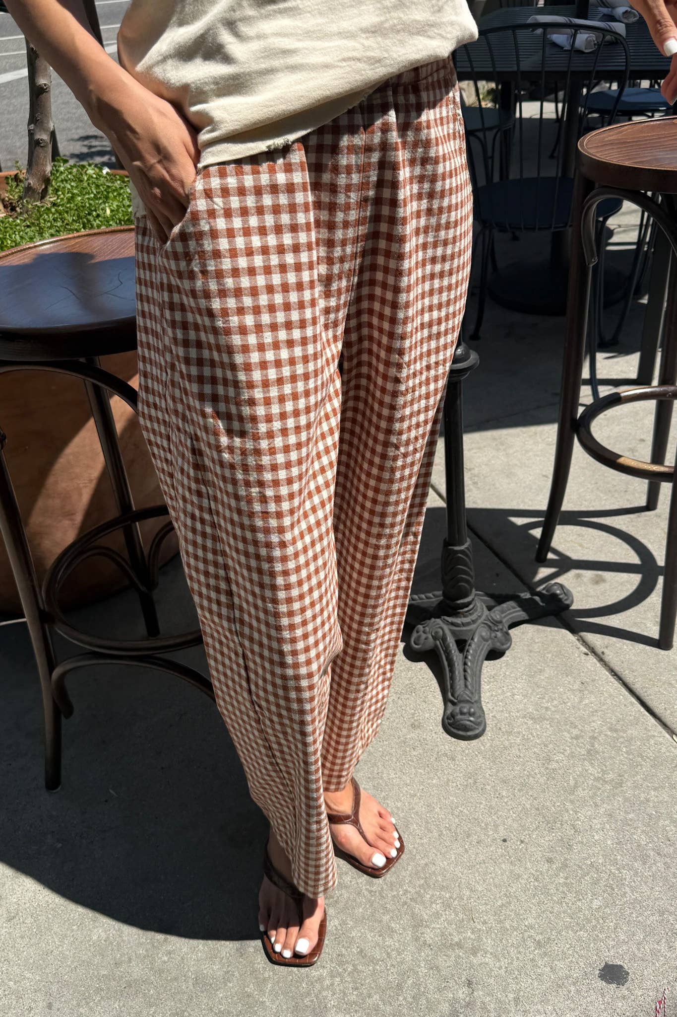 Caramel Gingham Arc Pants