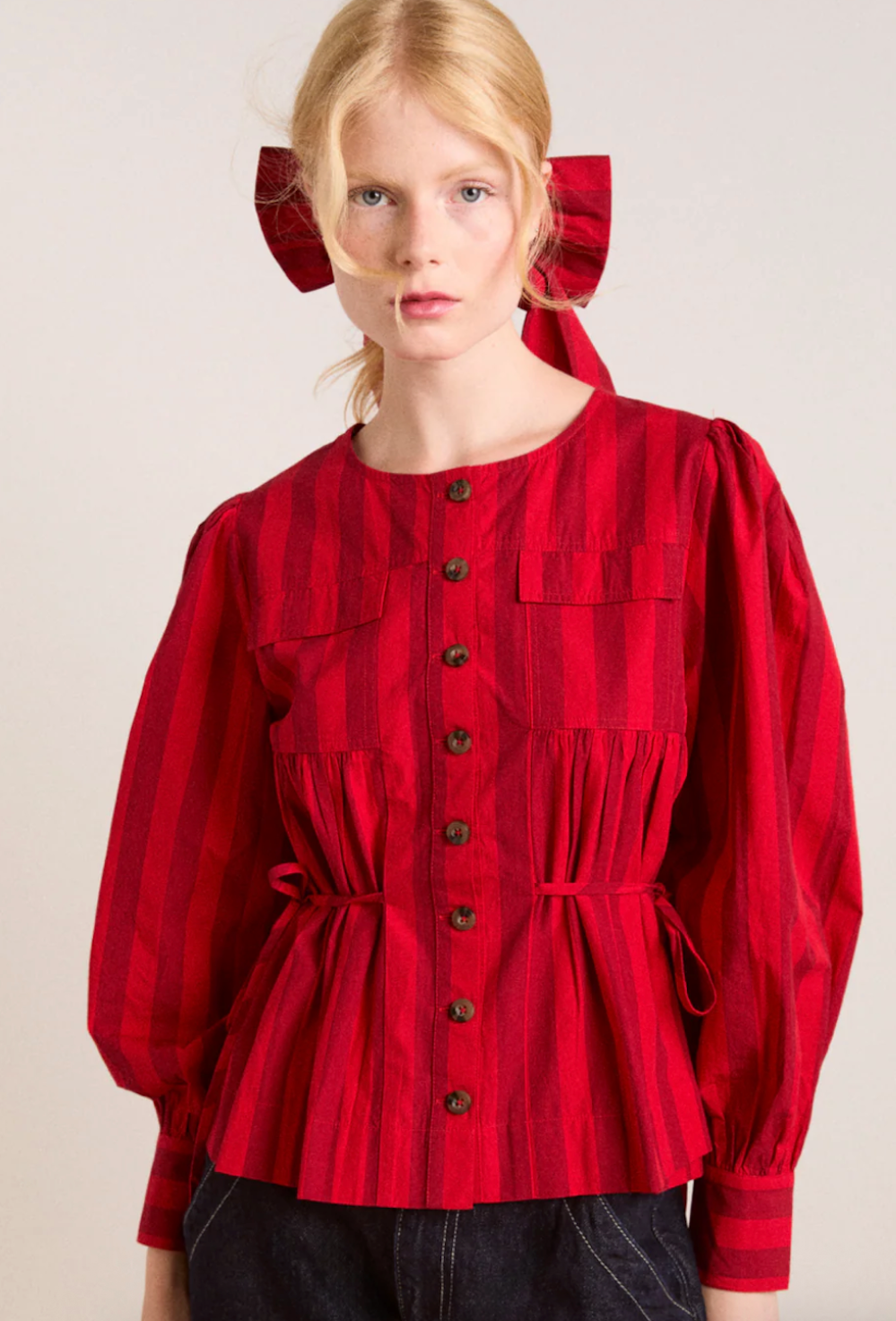 Charlize Red Stripe Blouse