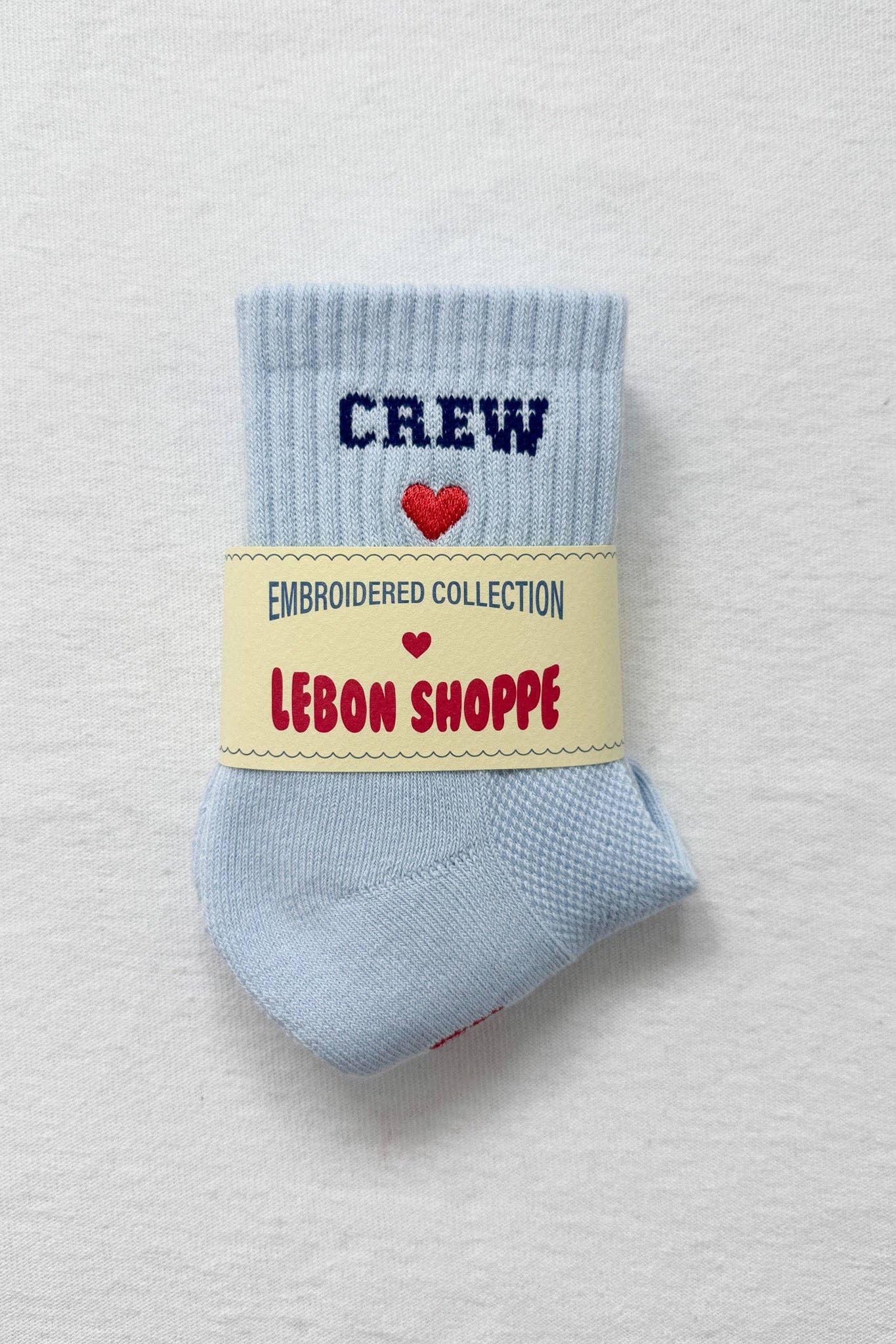 Embroidered Crew Socks SKY BLUE