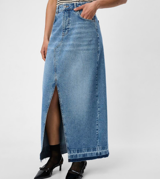 Long Length Split Denim Skirt