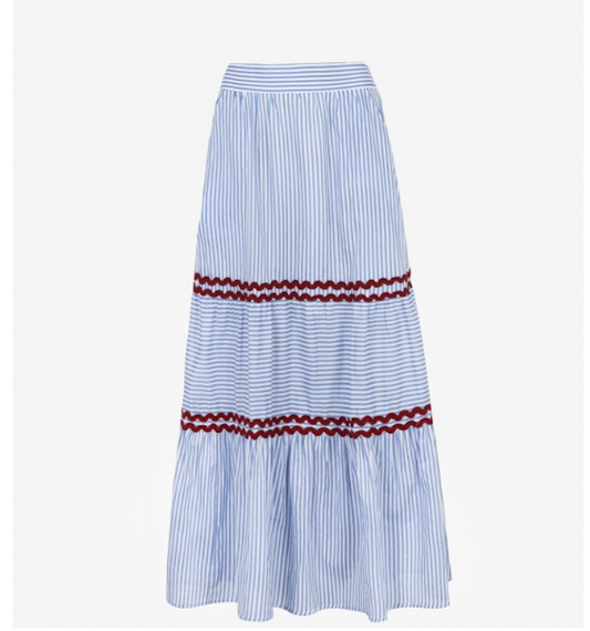 Cotton Striped Maxi Skirt