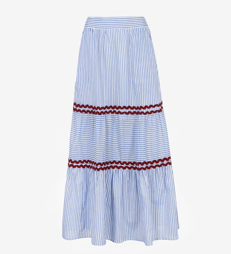 Cotton Striped Maxi Skirt