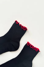 Petite Ruffled Socks BLACK / RED