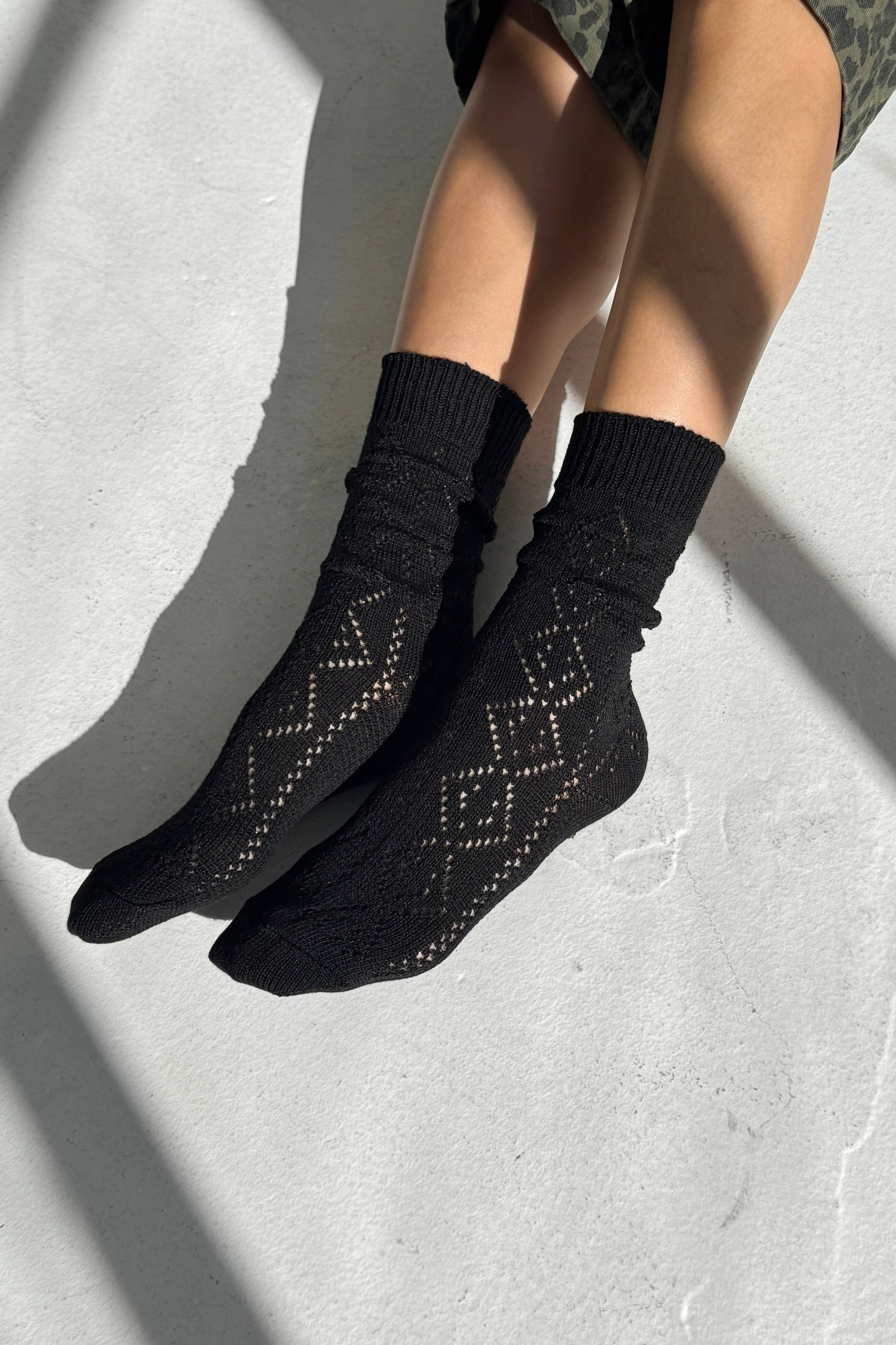 Pointelle Socks Black