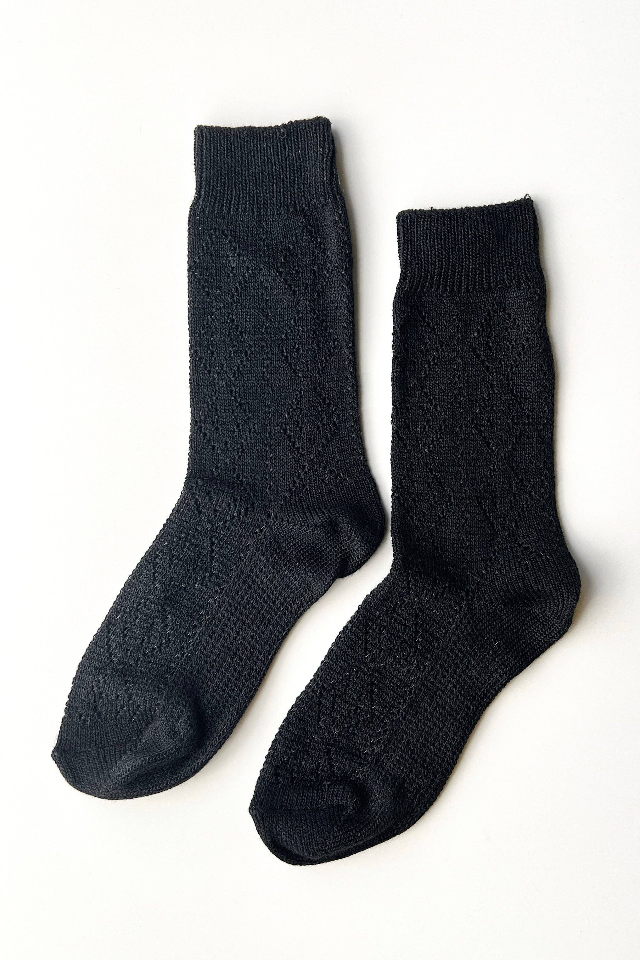 Pointelle Socks Black