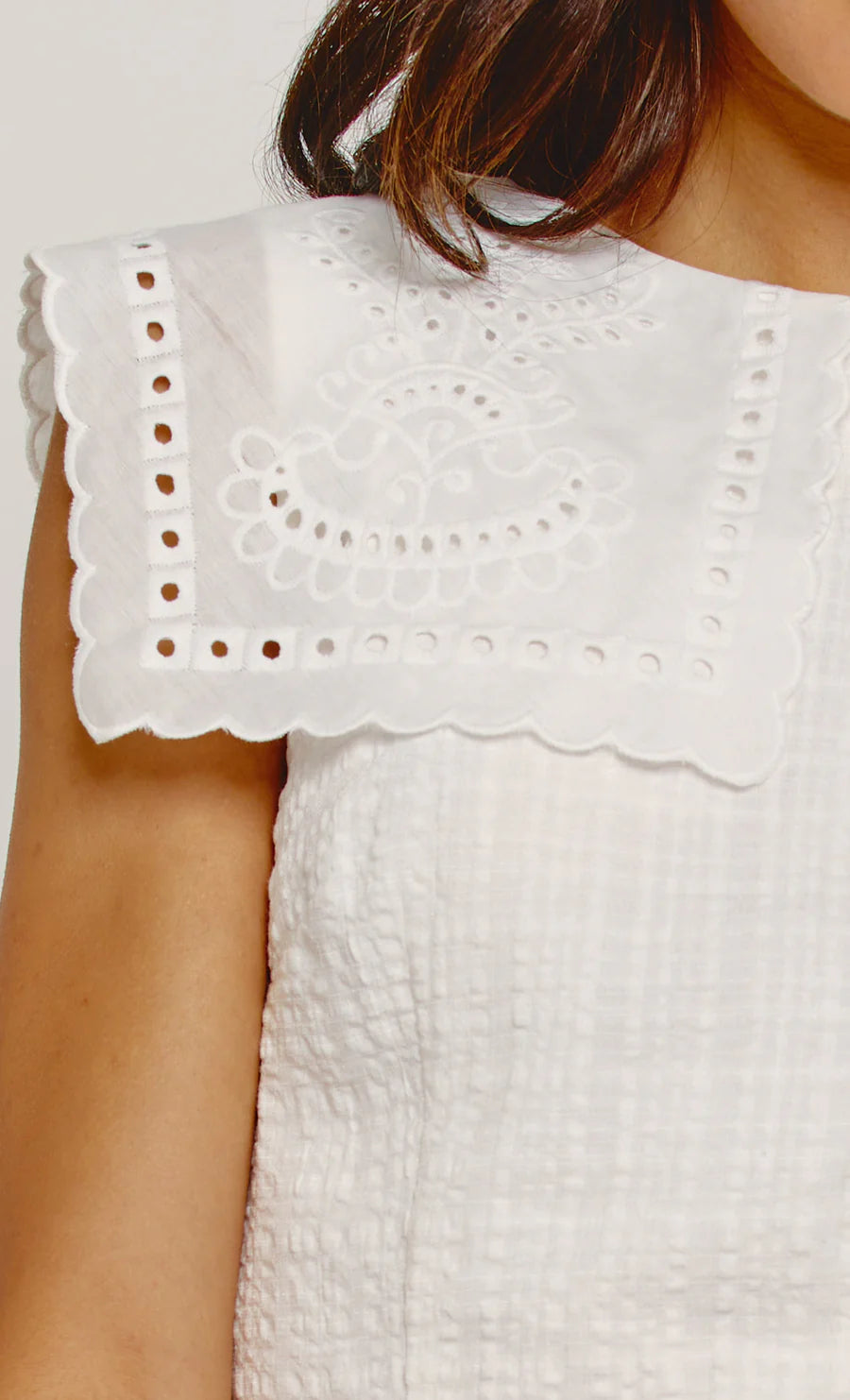 Ivory Broderie Collar Mini Dress