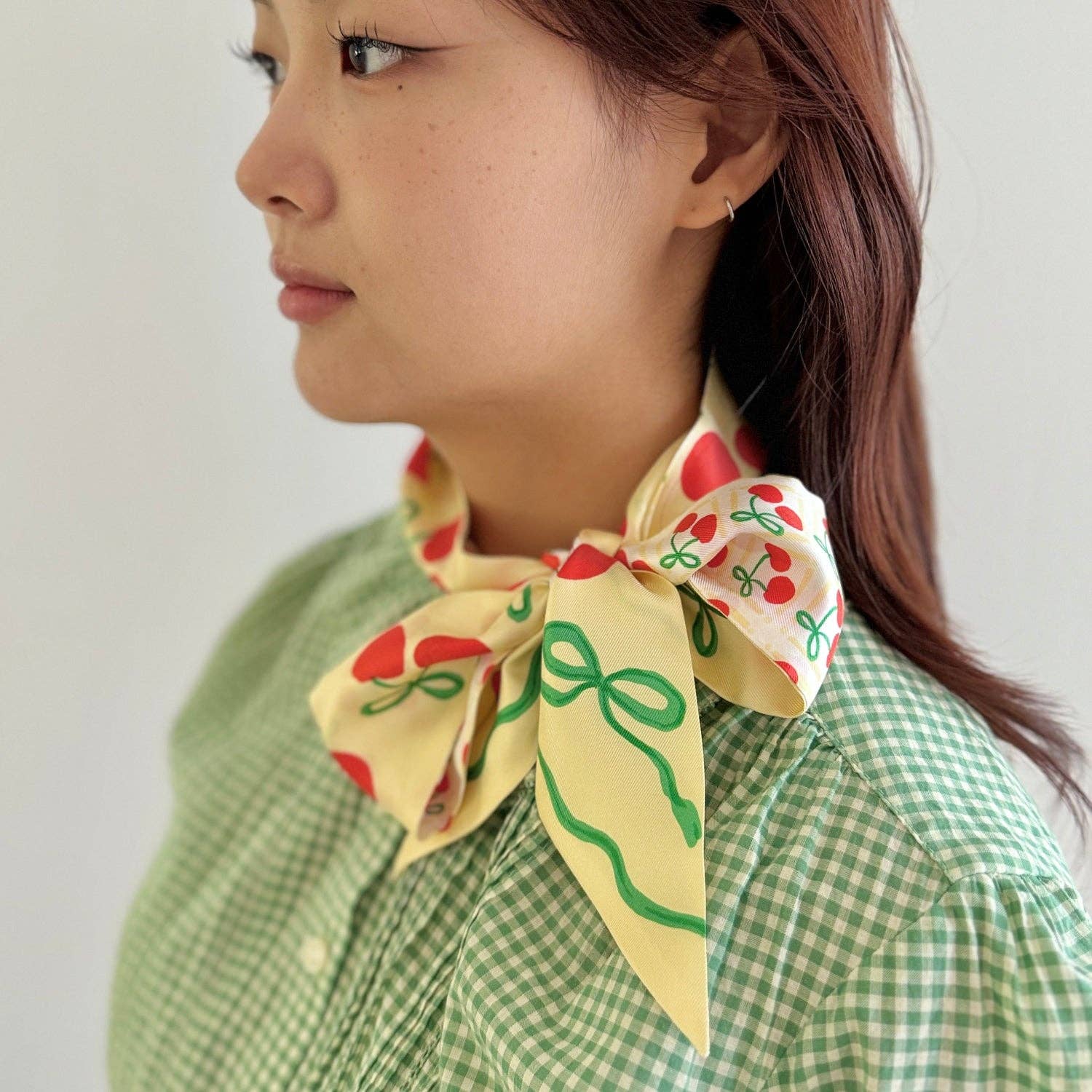 Cherry Twilly Ribbon Scarf