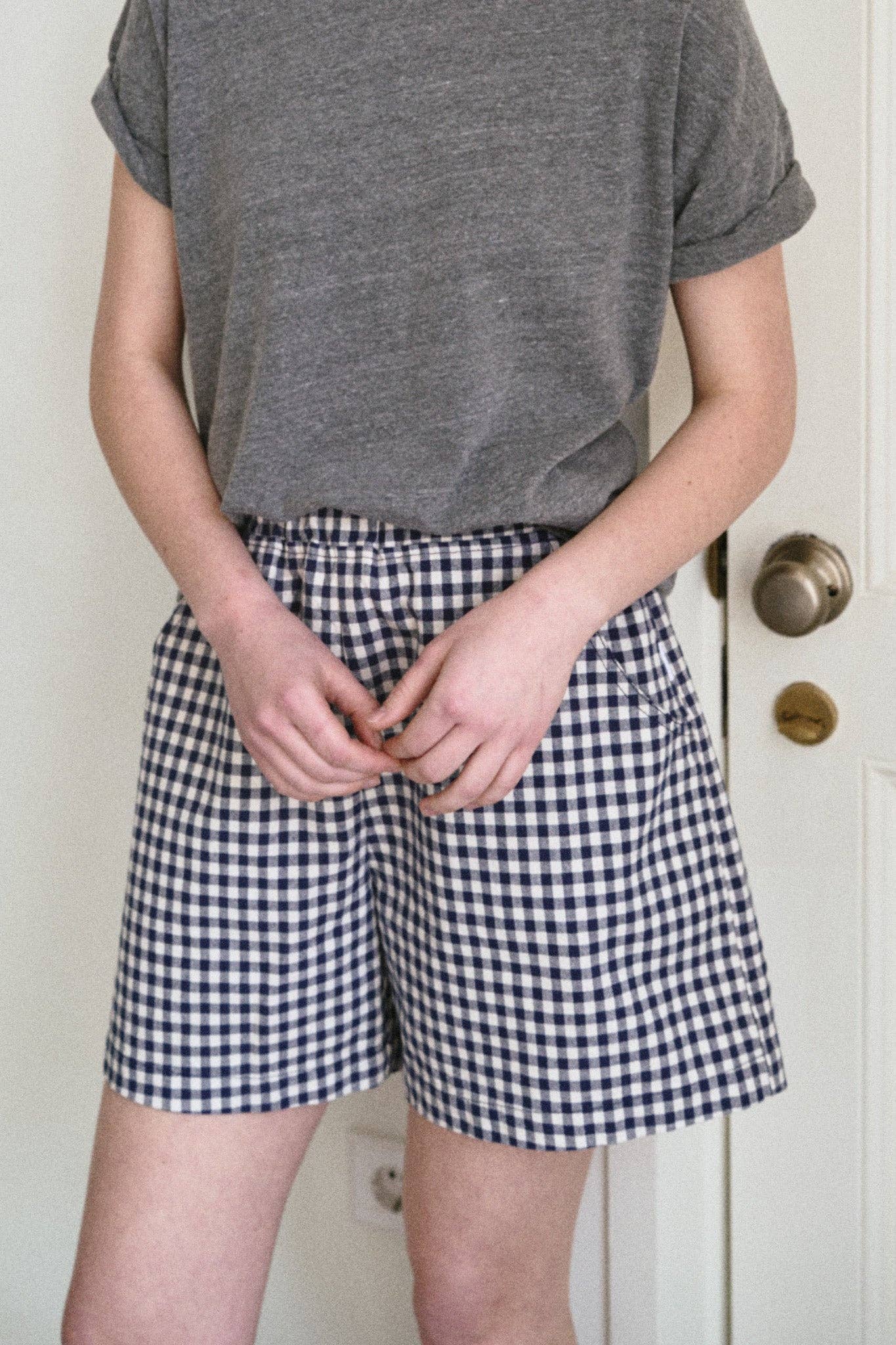 City Shorts Navy Gingham