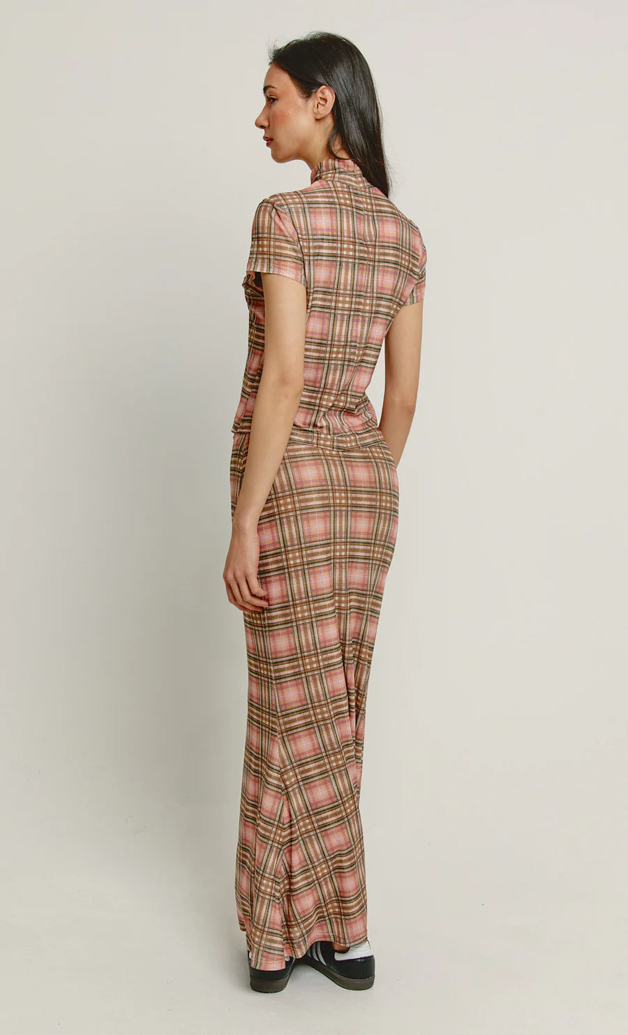 Pink Checked Mesh Skirt