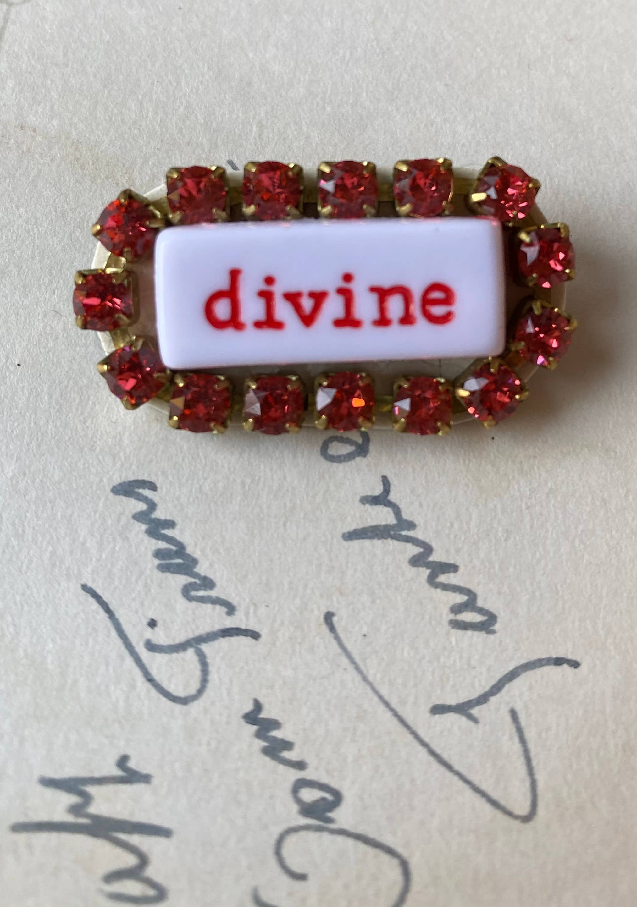 "WORD" Rhinestone Pin
