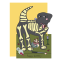 Hey Dog Skeleton Birthday card,