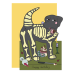 Hey Dog Skeleton Birthday card,