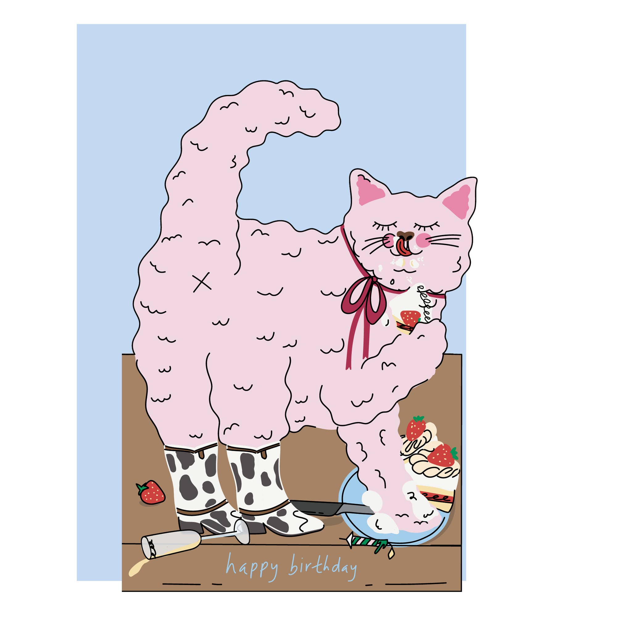Hey Cat Cake, die cut Birthday Card