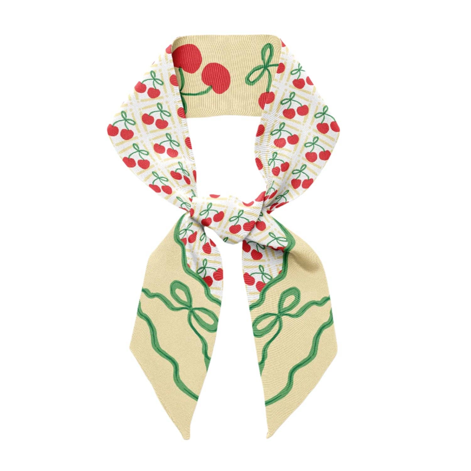 Cherry Twilly Ribbon Scarf