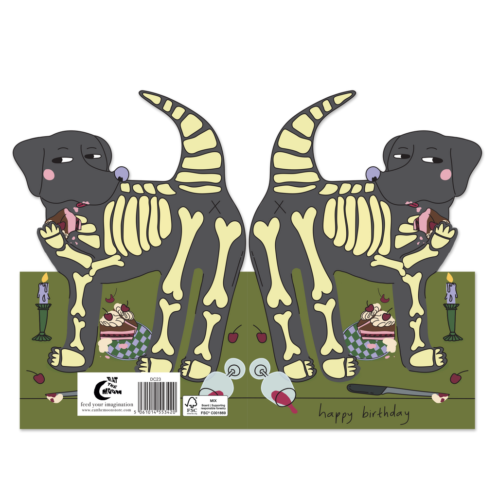 Hey Dog Skeleton Birthday card,