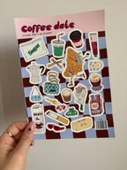 Coffee Dates A5 sticker sheet