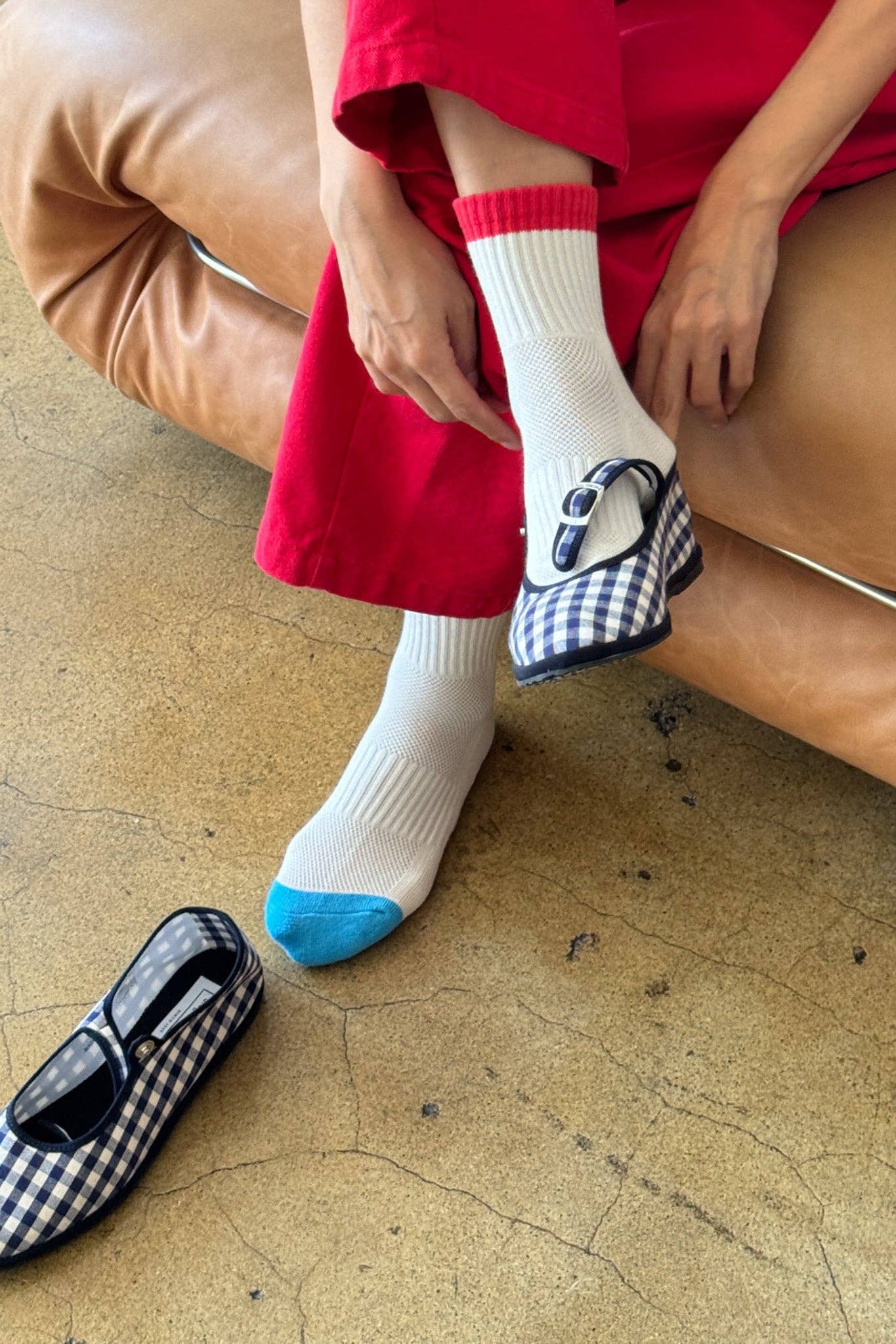 Colour Block Socks Blue Red