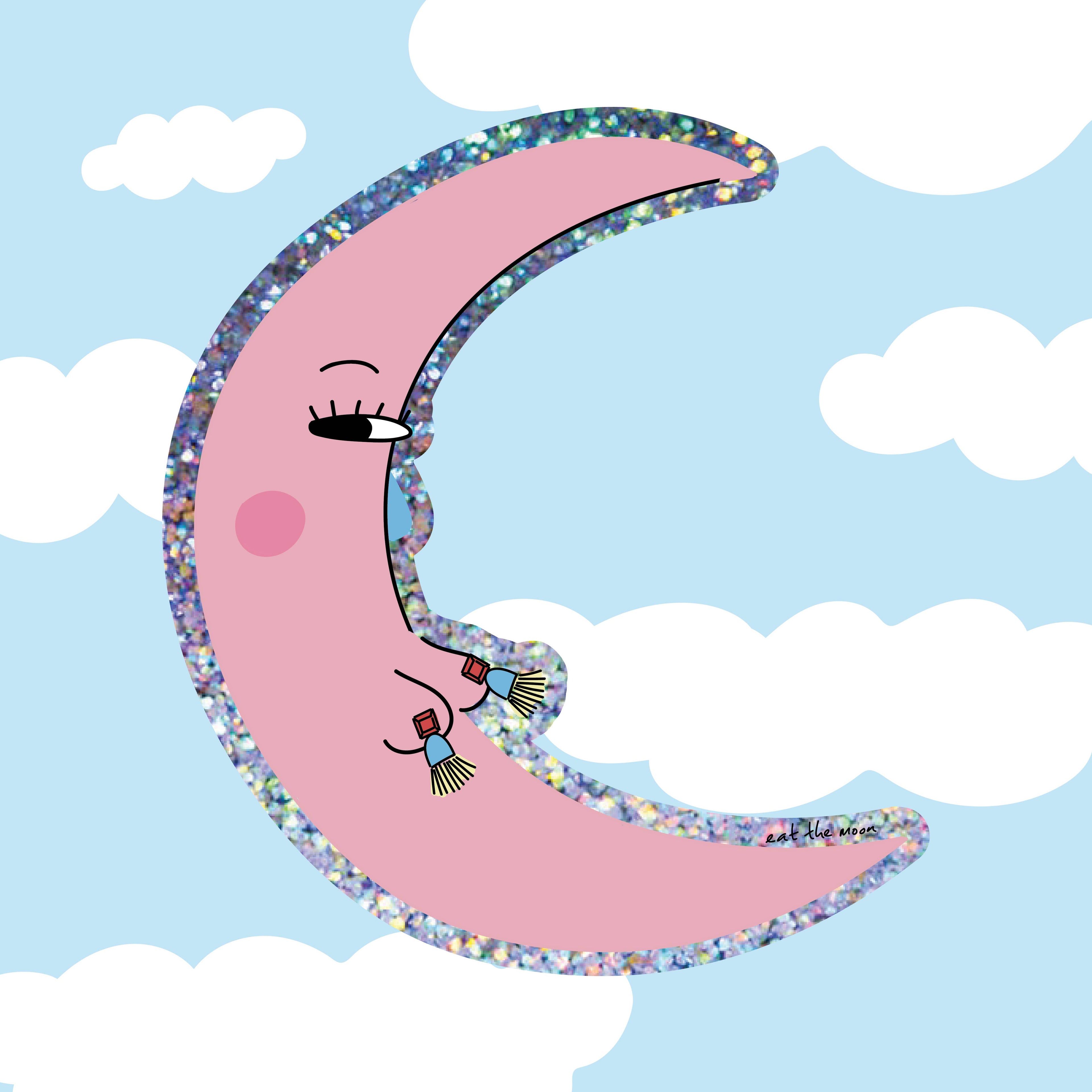 Cheeky Moon Glitter Sticker