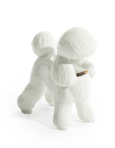 White Poodle Ceramic Candle Holder