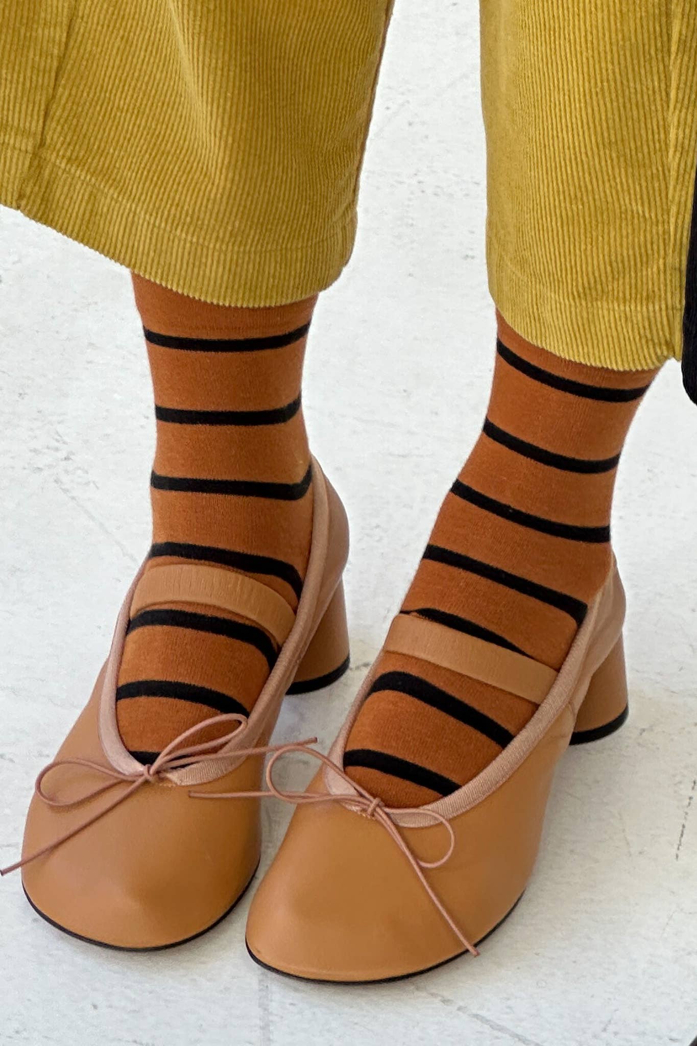 Stripe Wally Socks Camel