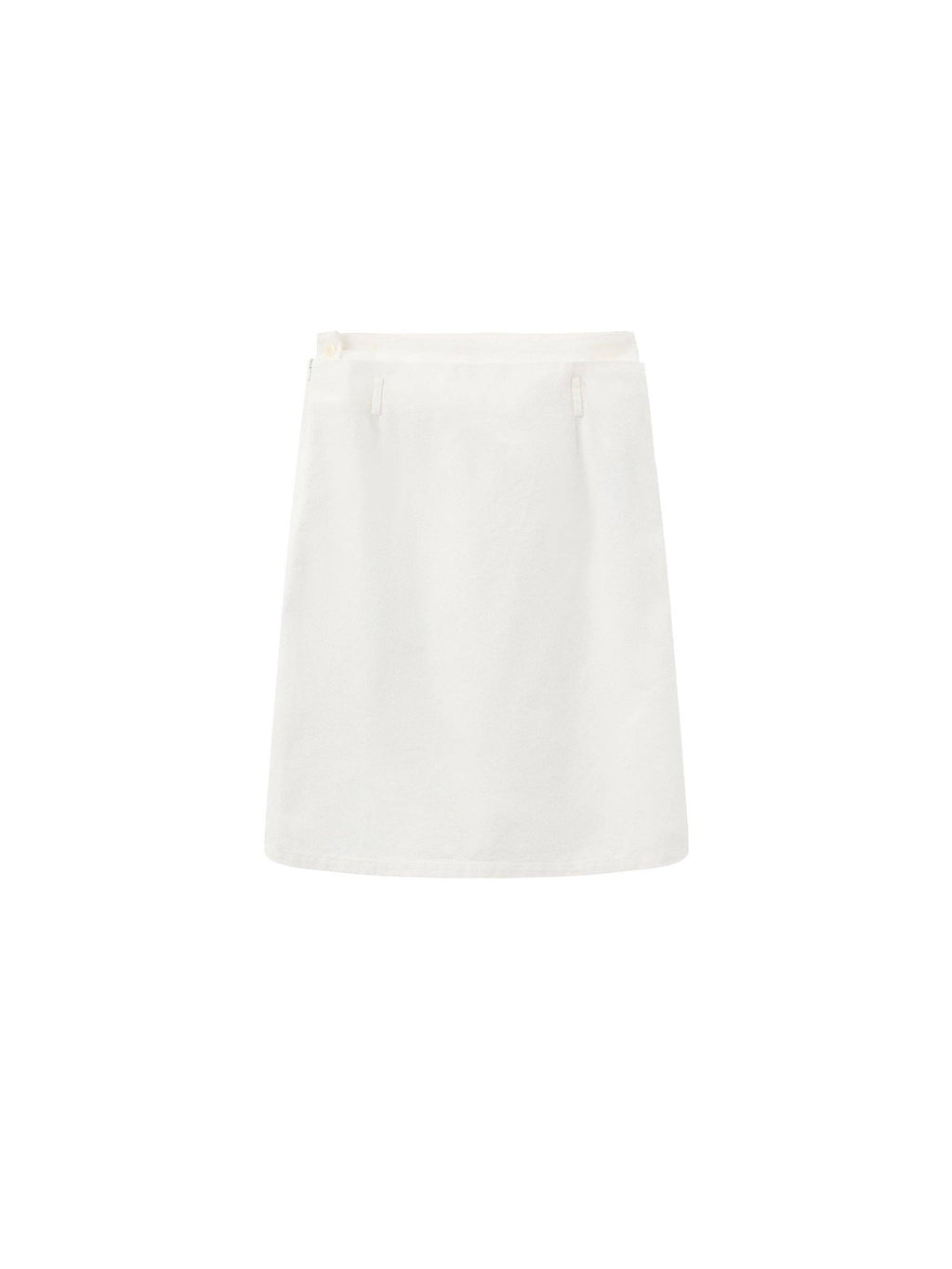 Double-Waist Straight Midi Skirt: White / M