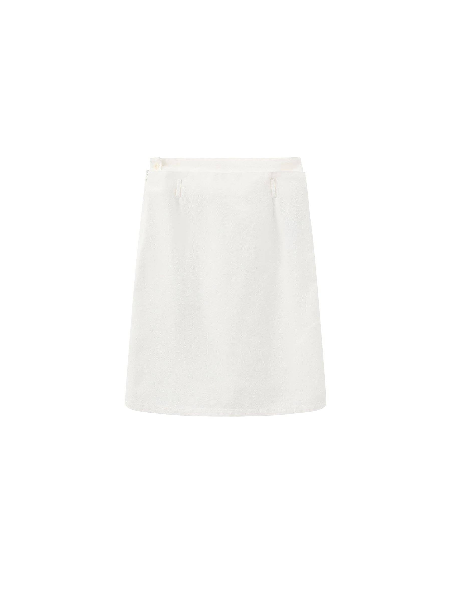 Double-Waist Straight Midi Skirt: White / M