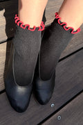 Petite Ruffled Socks BLACK / RED