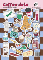 Coffee Dates A5 sticker sheet