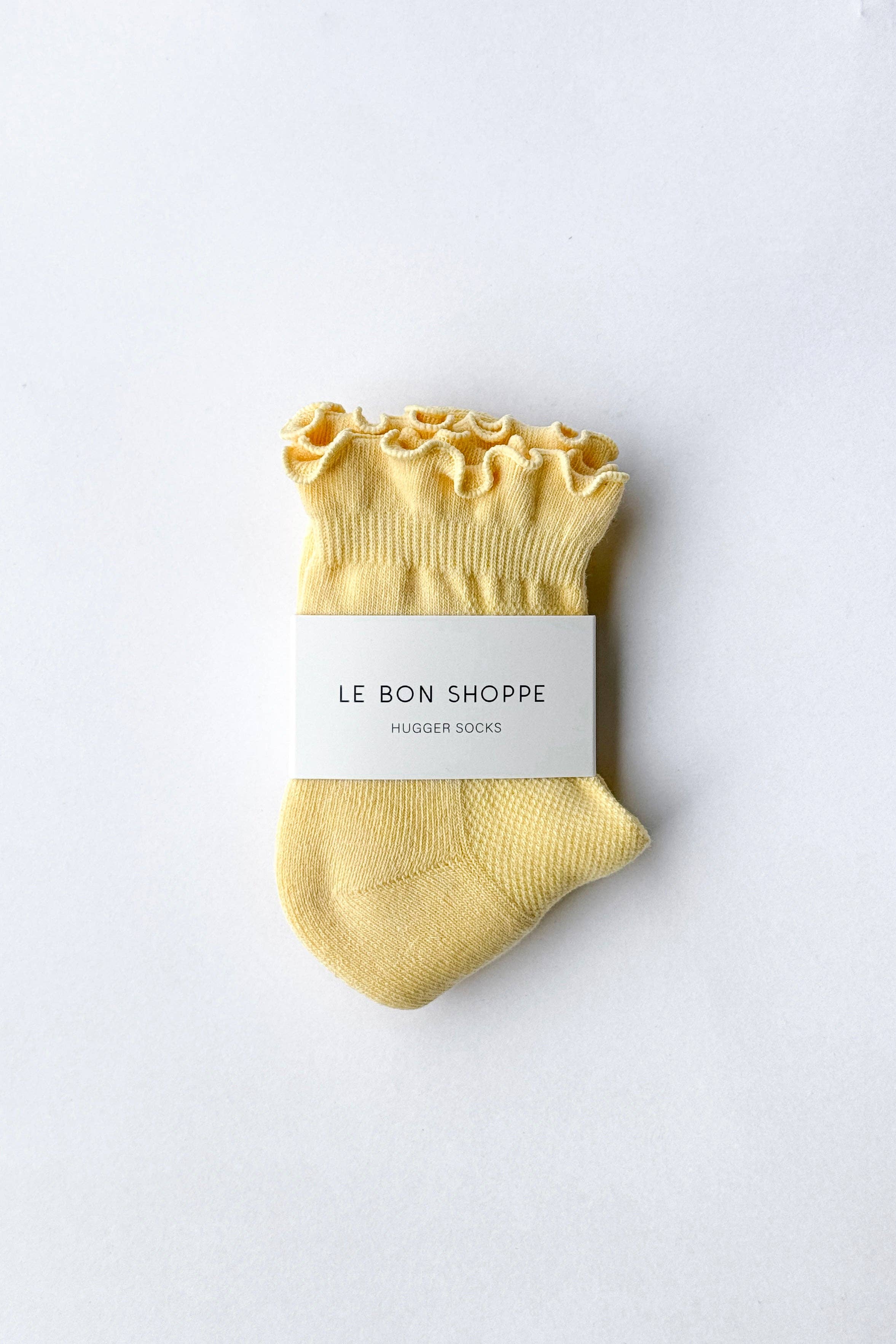Ruffled Crew Socks   BANANA CREAM / RED