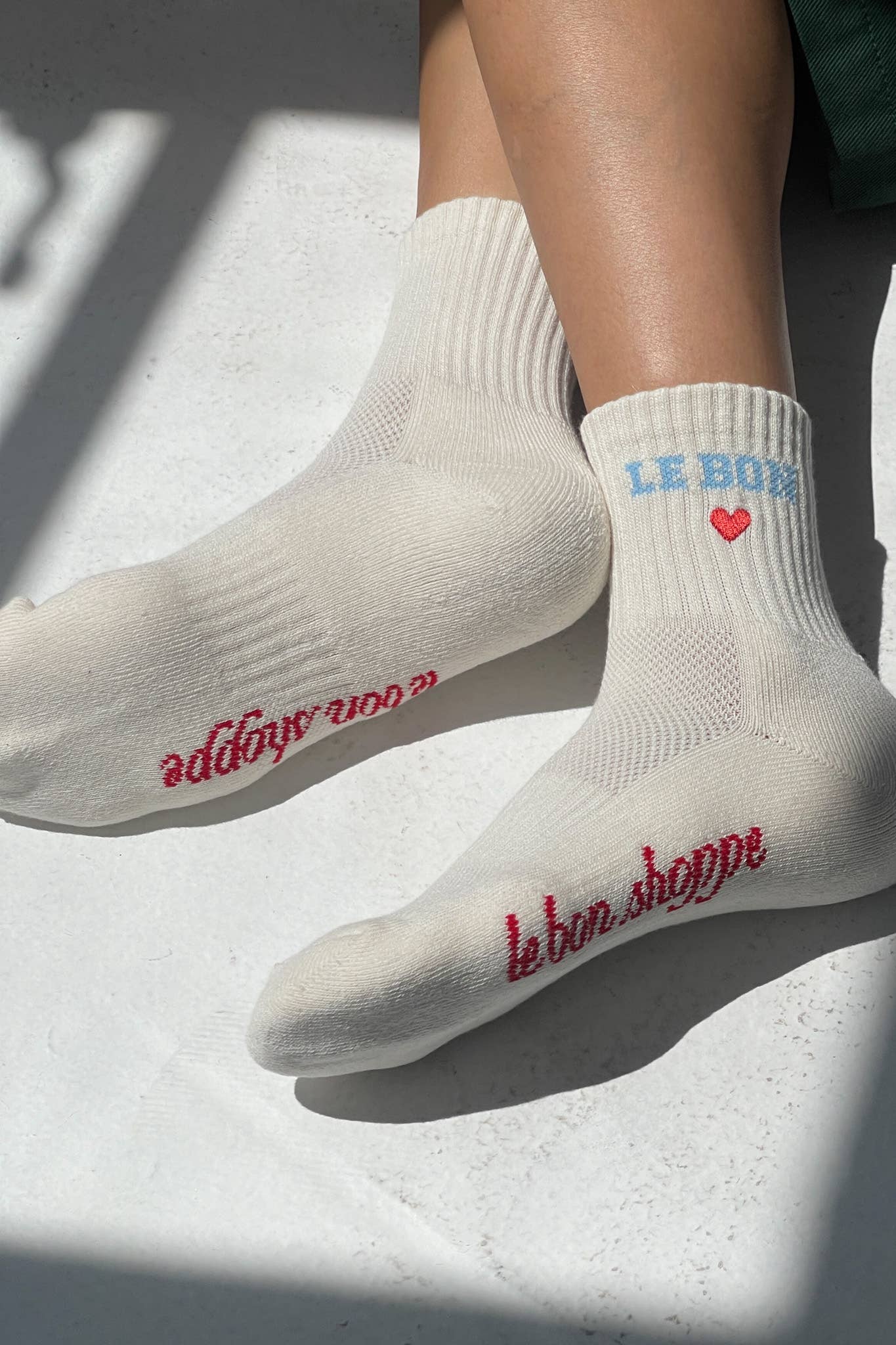 Embroidered Crew Socks VANILLA