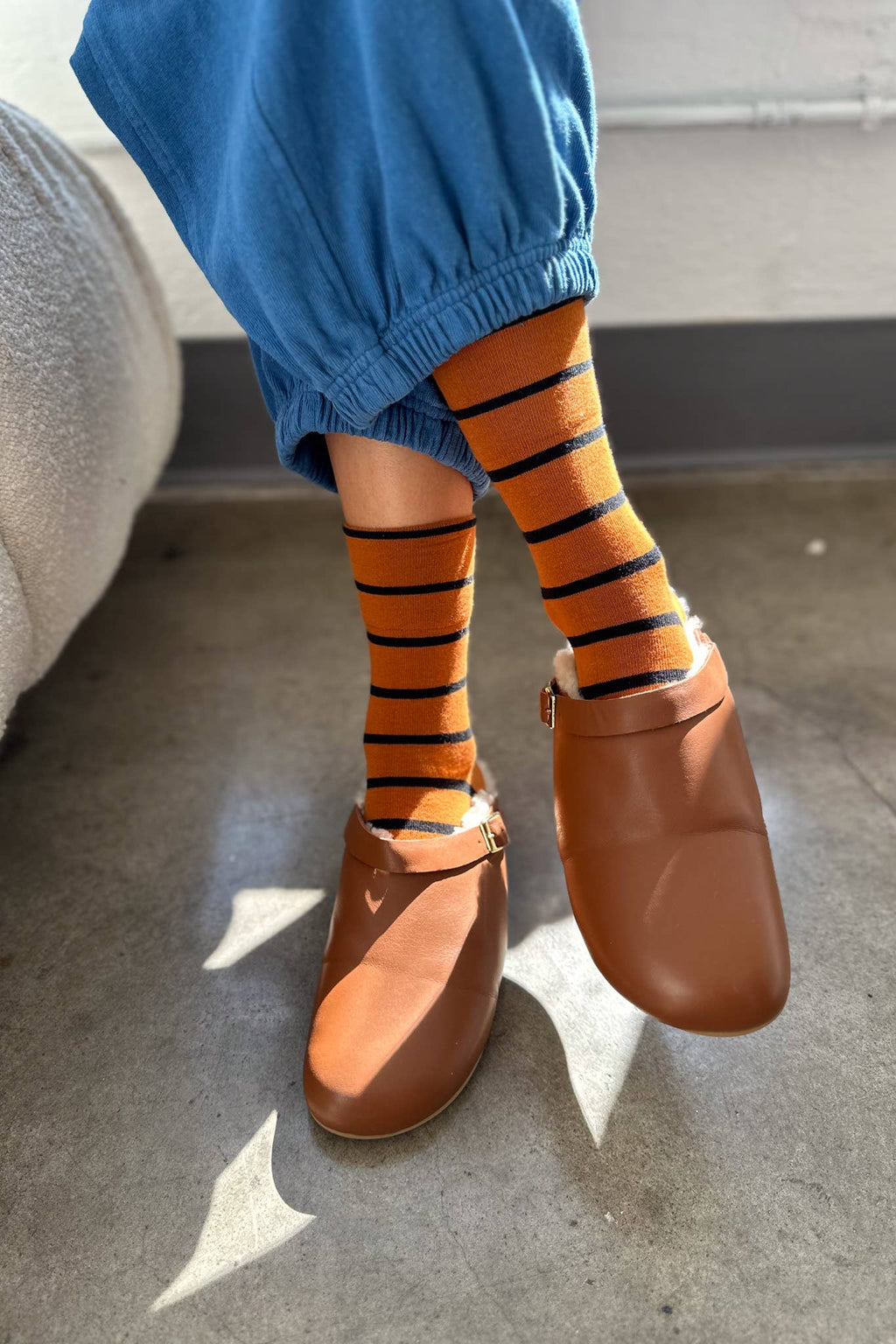 Stripe Wally Socks Camel