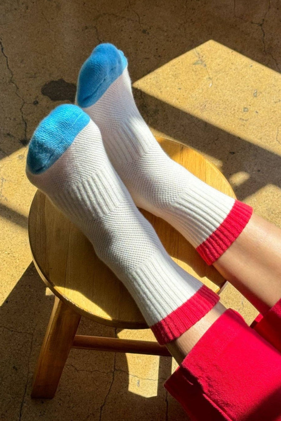 Colour Block Socks Blue Red