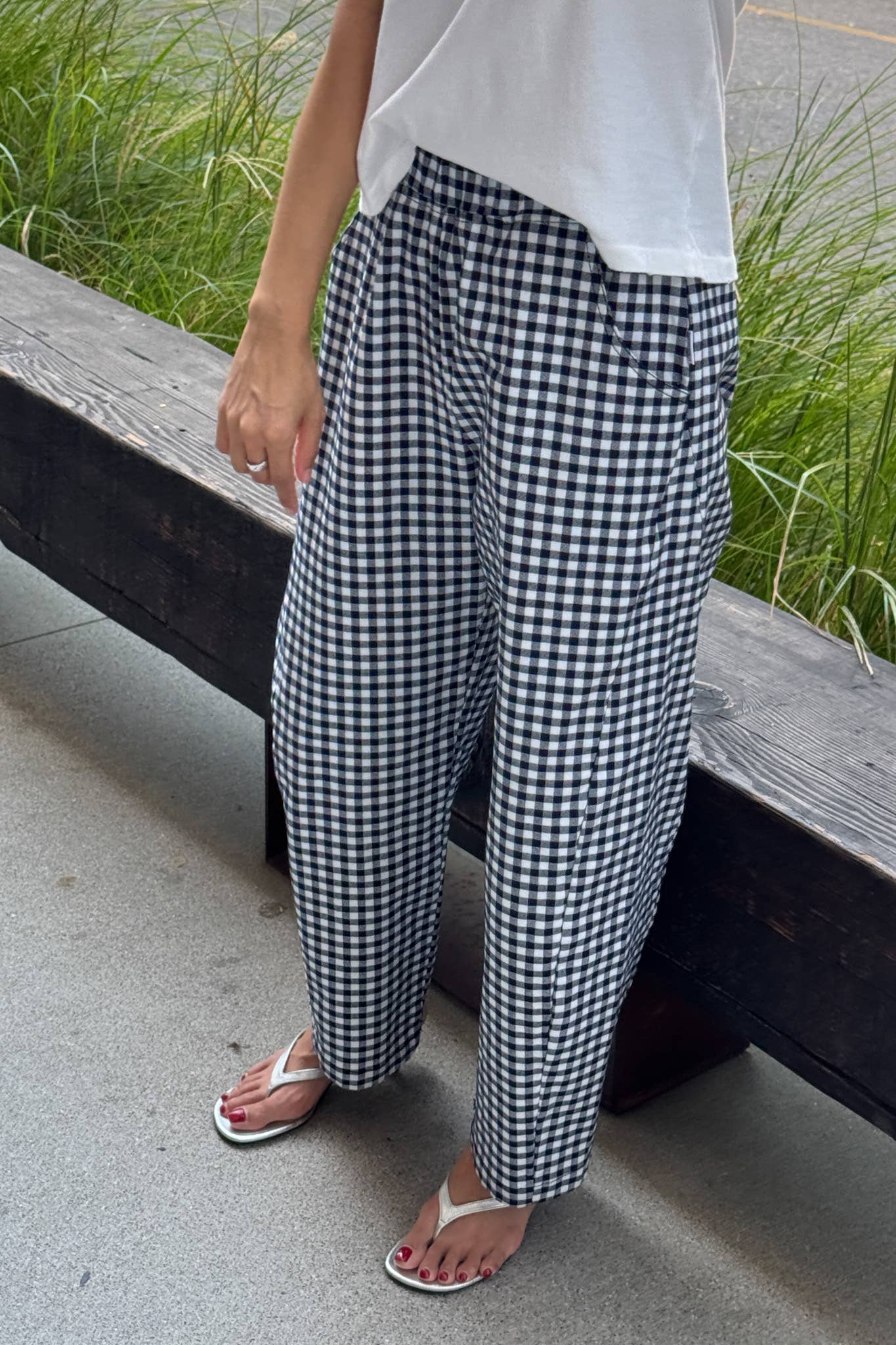 Black Gingham Arc Pants