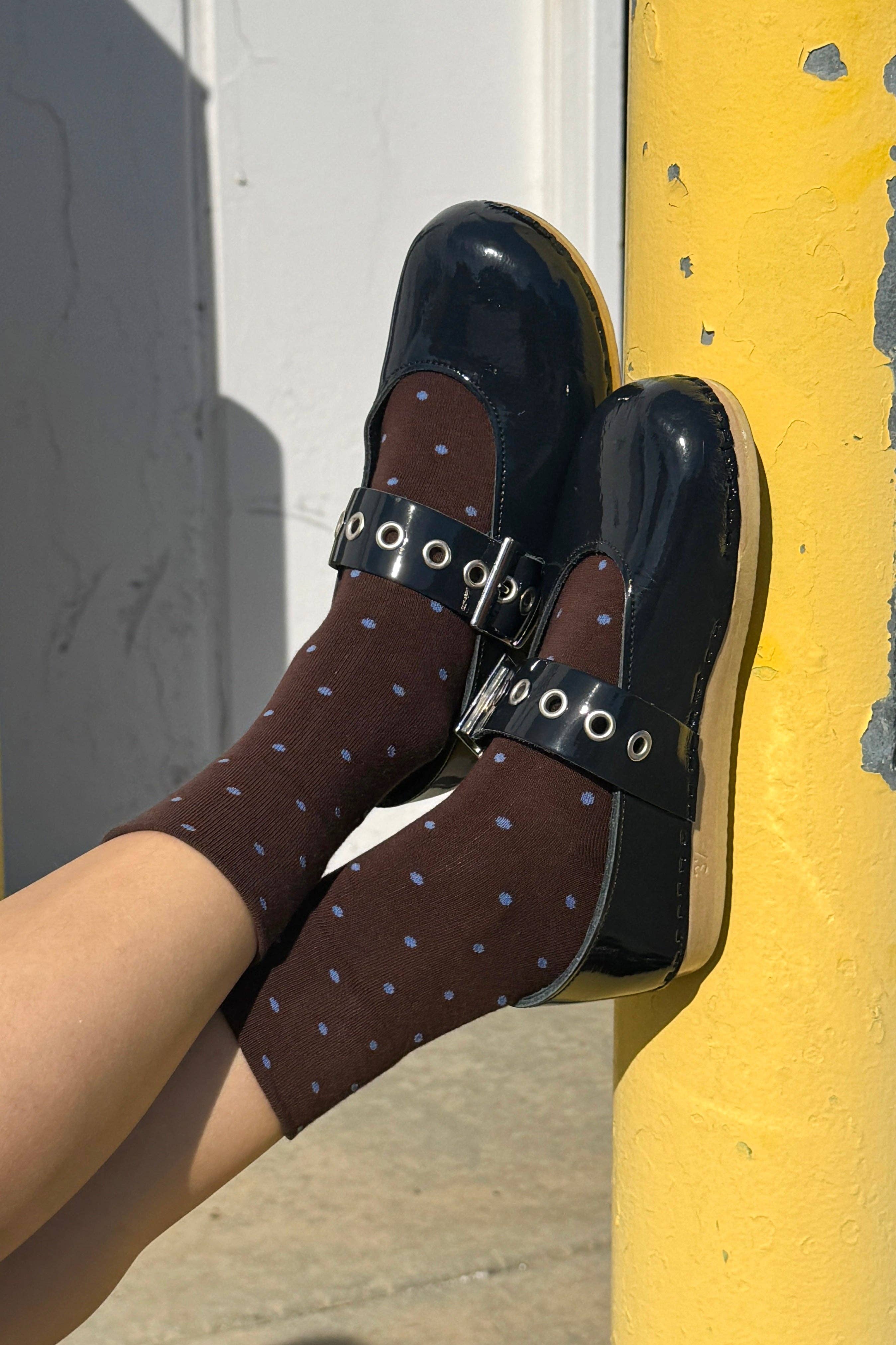 POLKA DOT Socks CACAO/BLUE