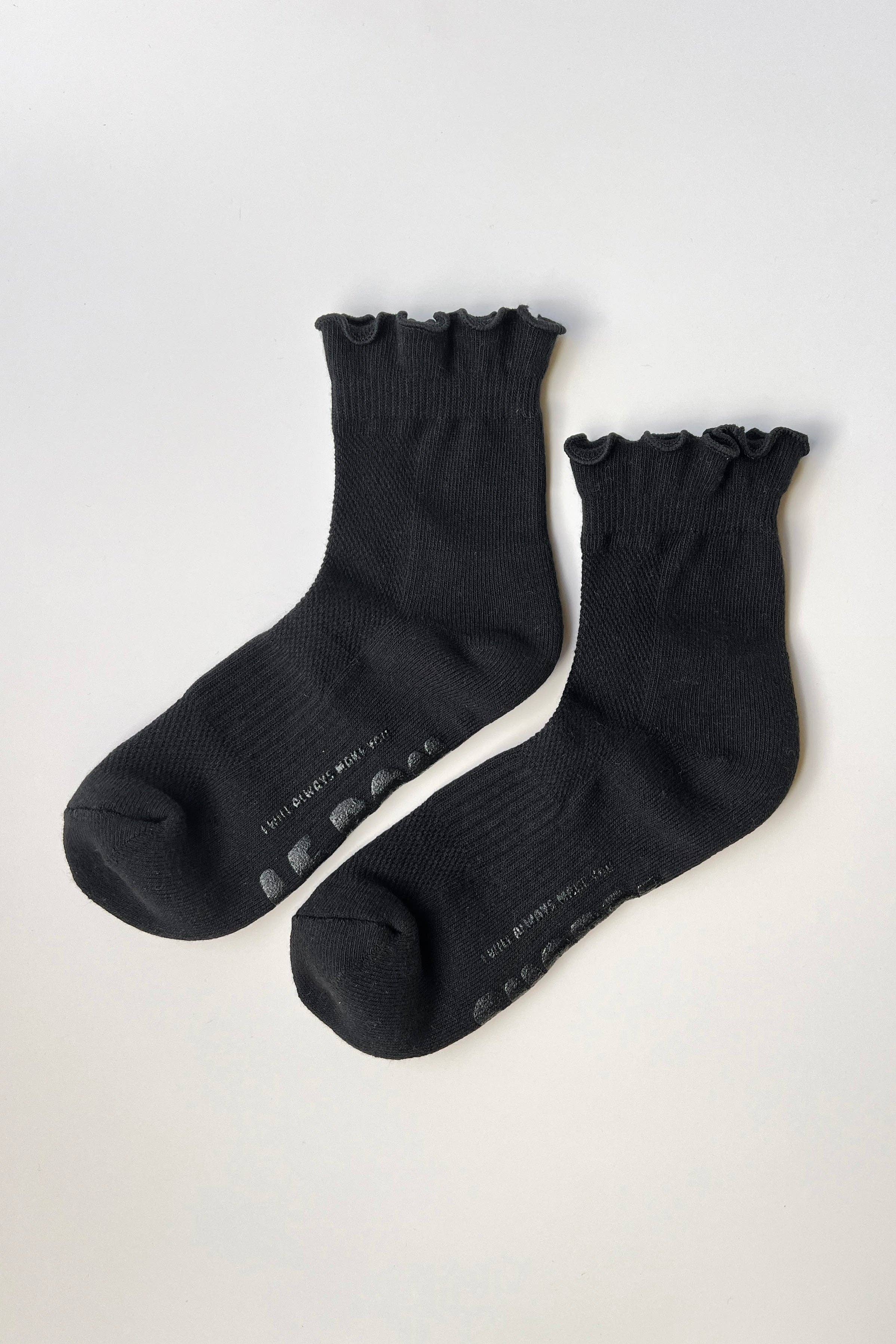 Ruffled Crew Socks BLACK / BLACK