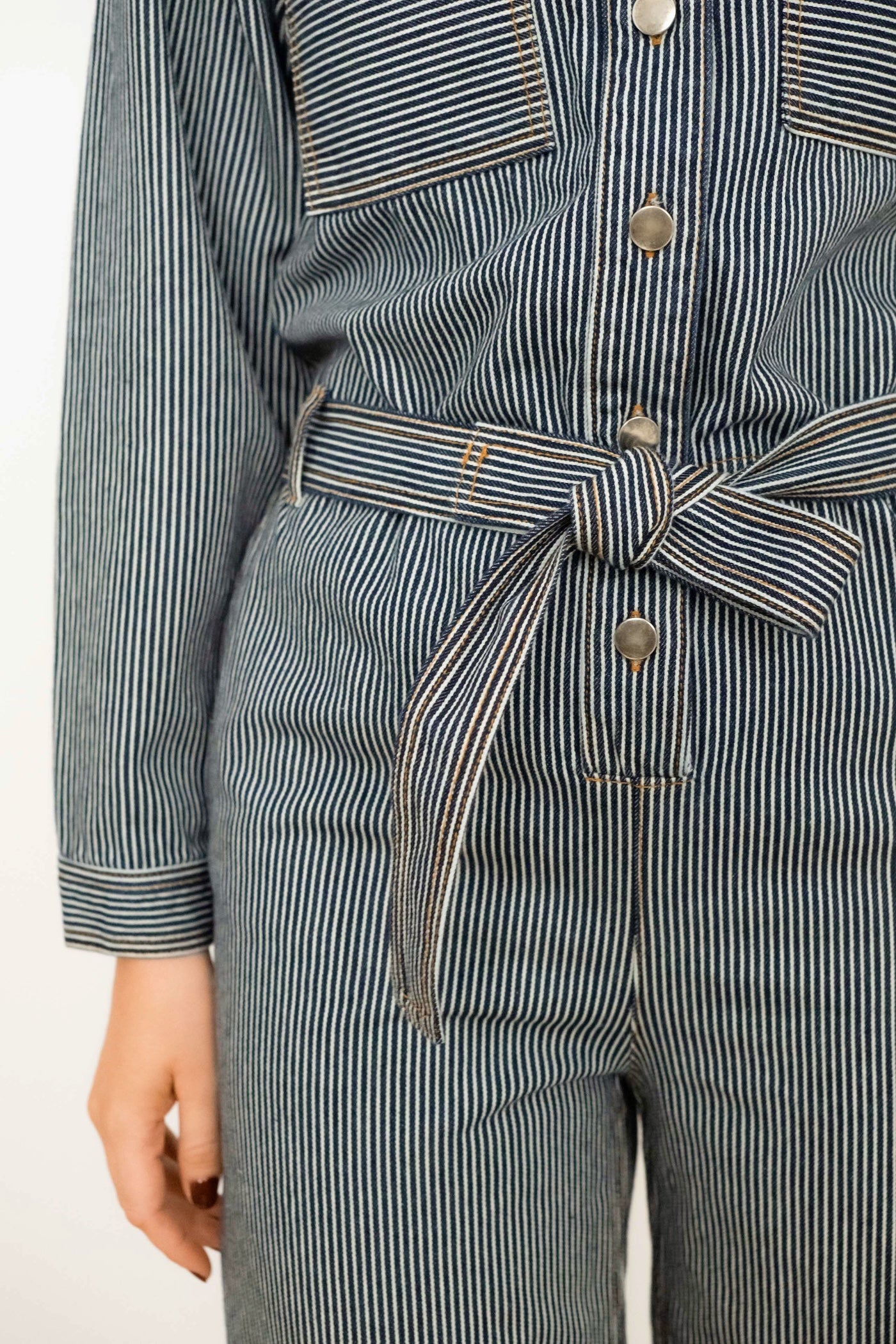 Striped Denim Jumpsuit