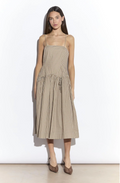 Taupe Gingham Drop Waist Dress