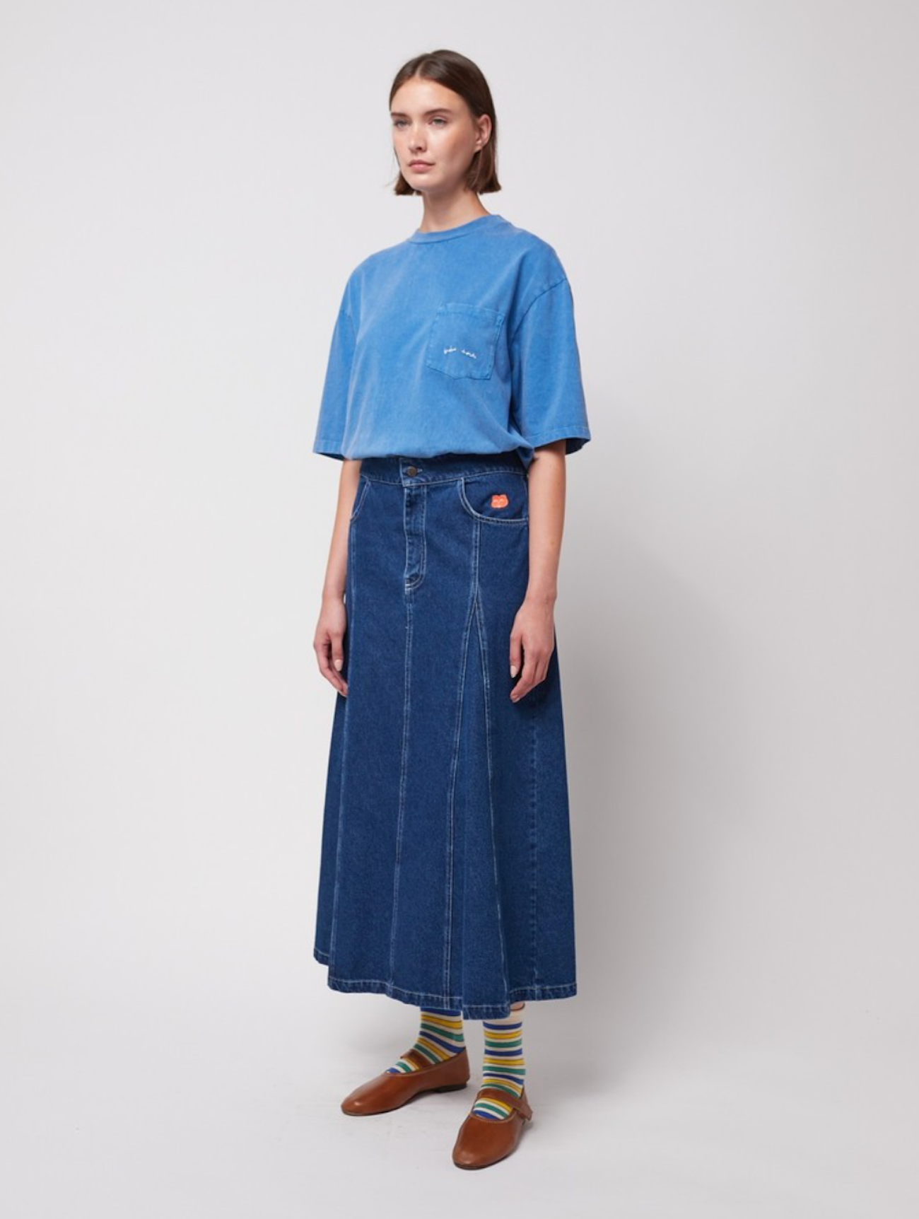 Denim Panelled Skirt