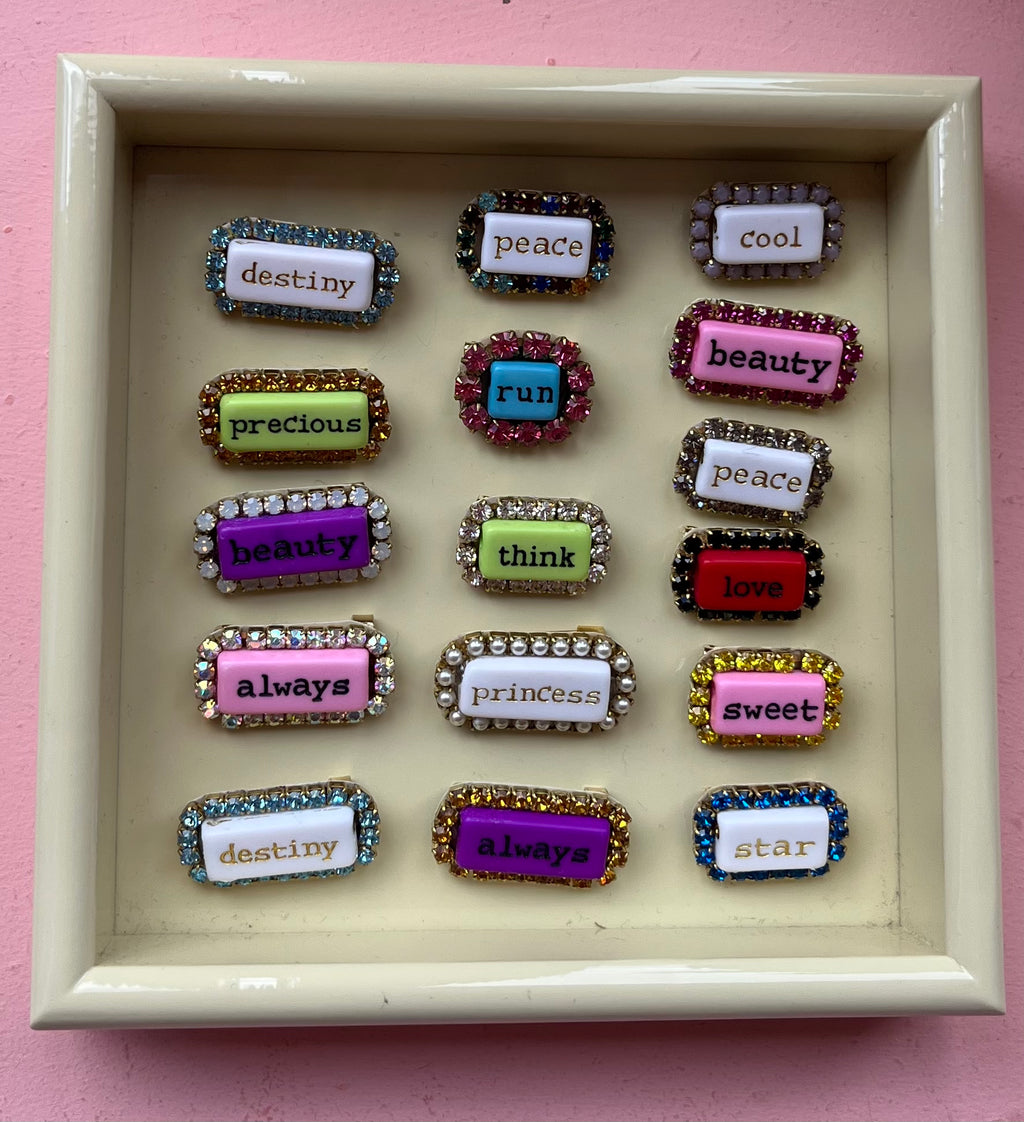 "WORD" Rhinestone Pin