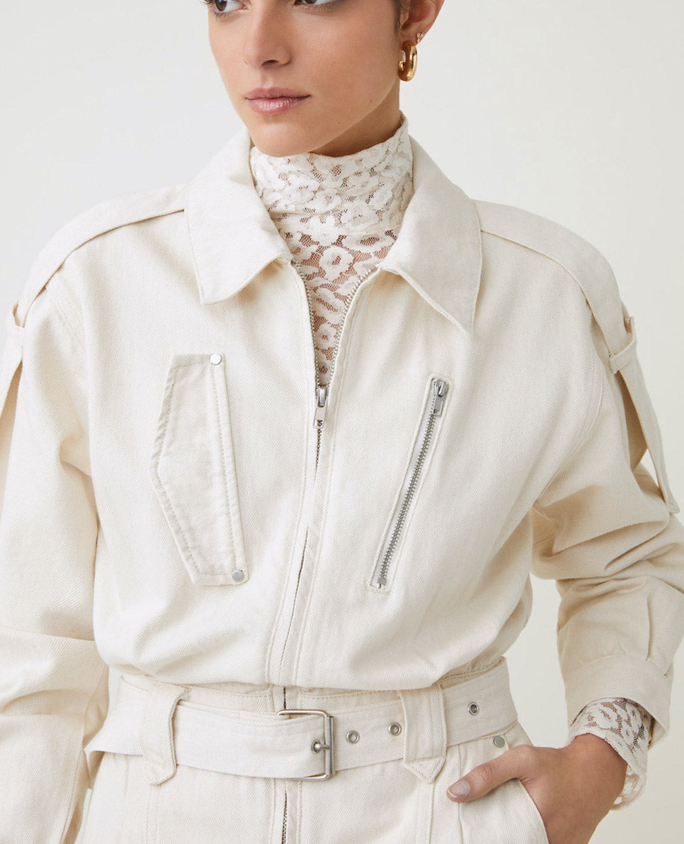 Off White Belted Jumpsuit