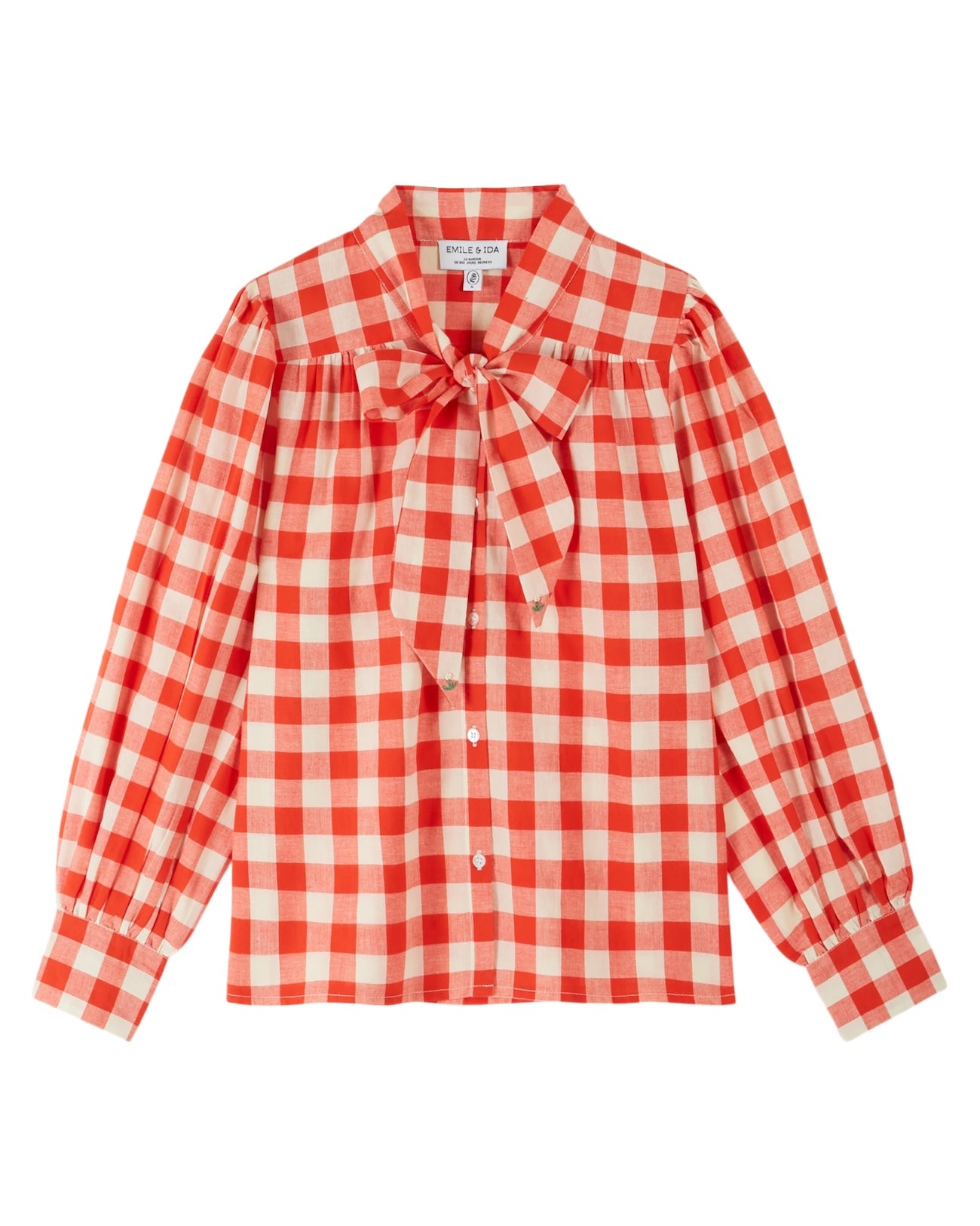 Red Gingham Bow Blouse