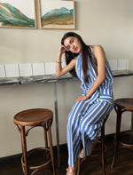 Load image into Gallery viewer, Bow Front Blue Stripe Trousers
