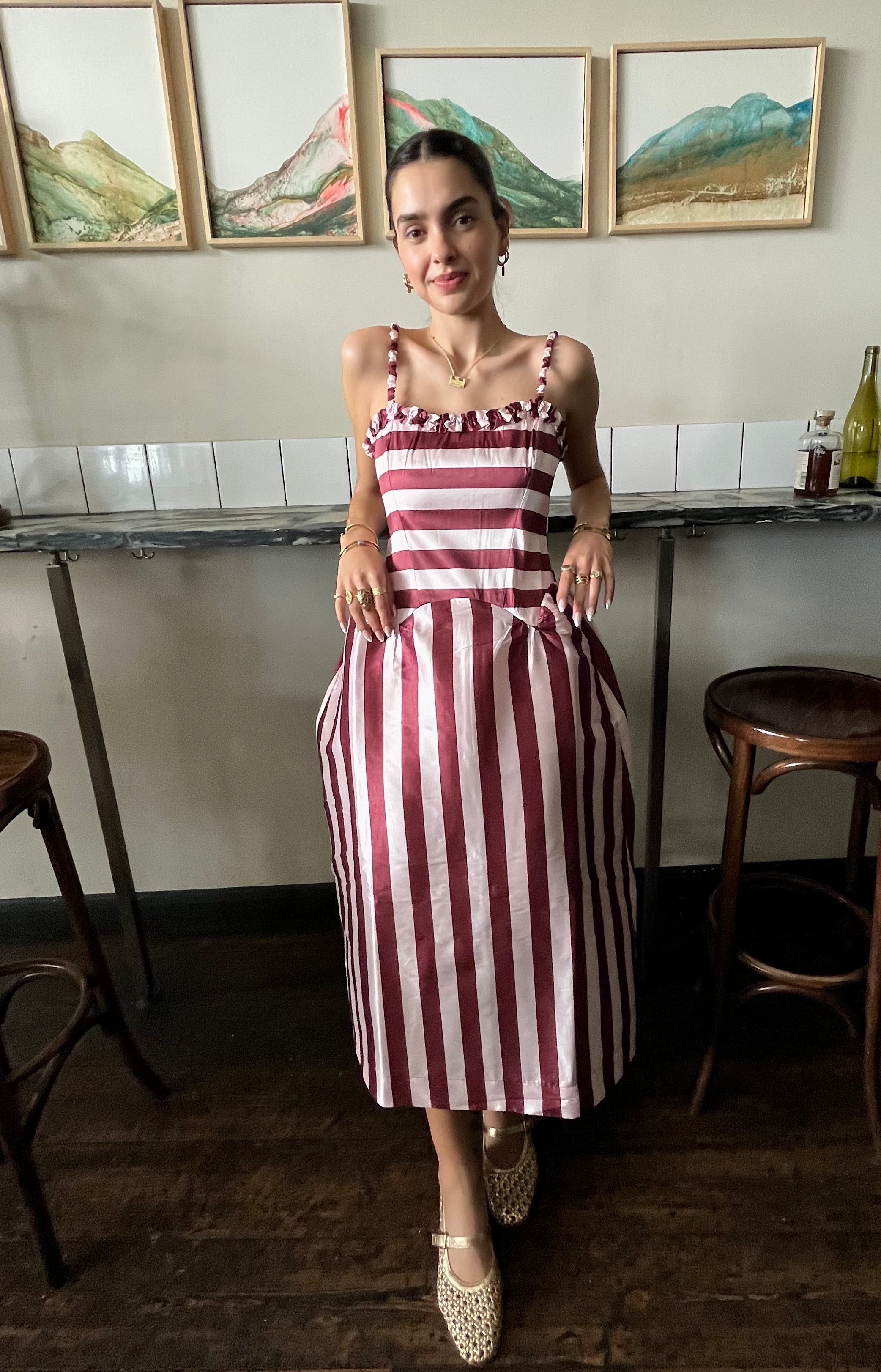 Rachel Stripe Satin Dress
