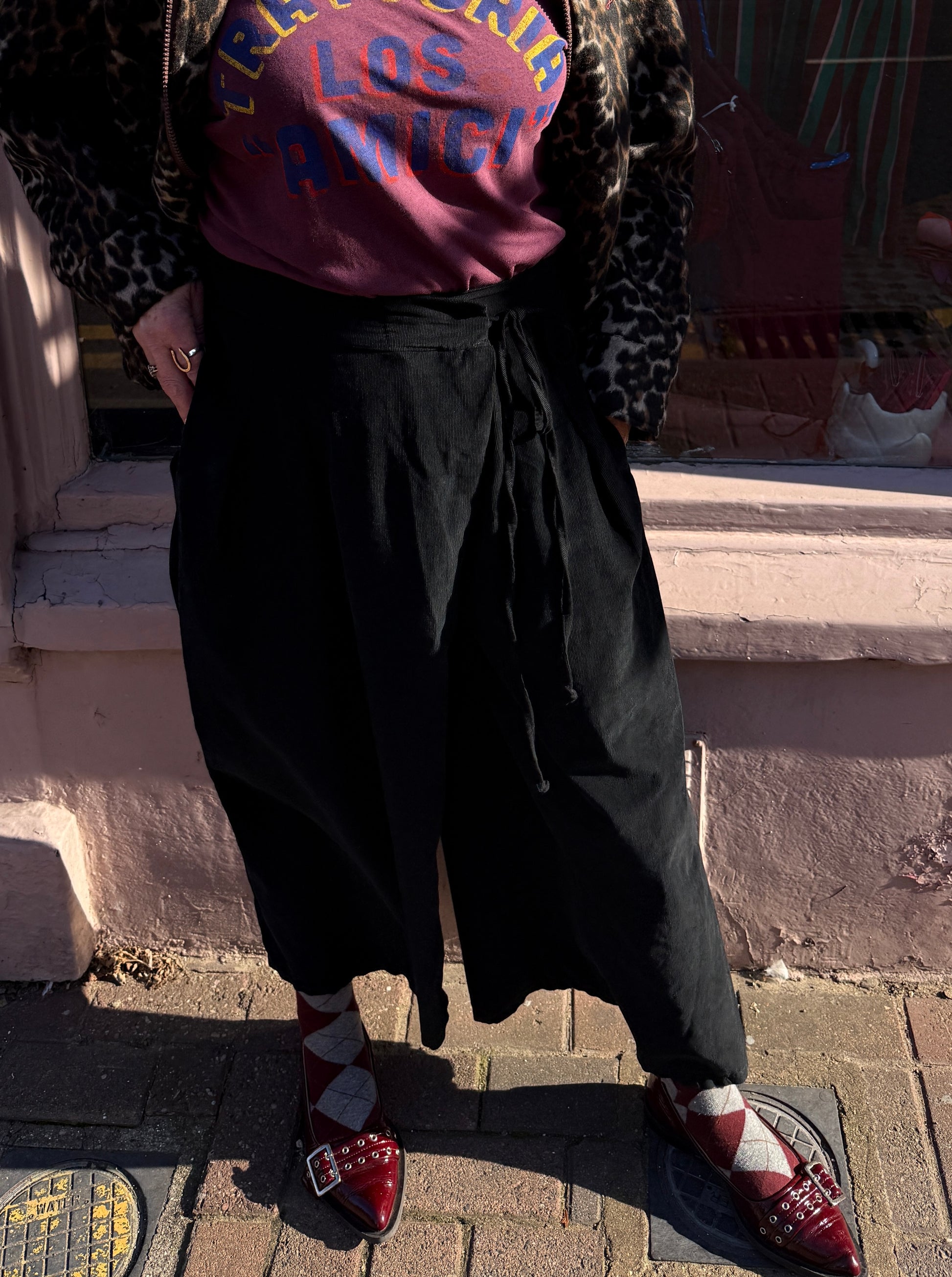 Black Marta Needlecord Trousers