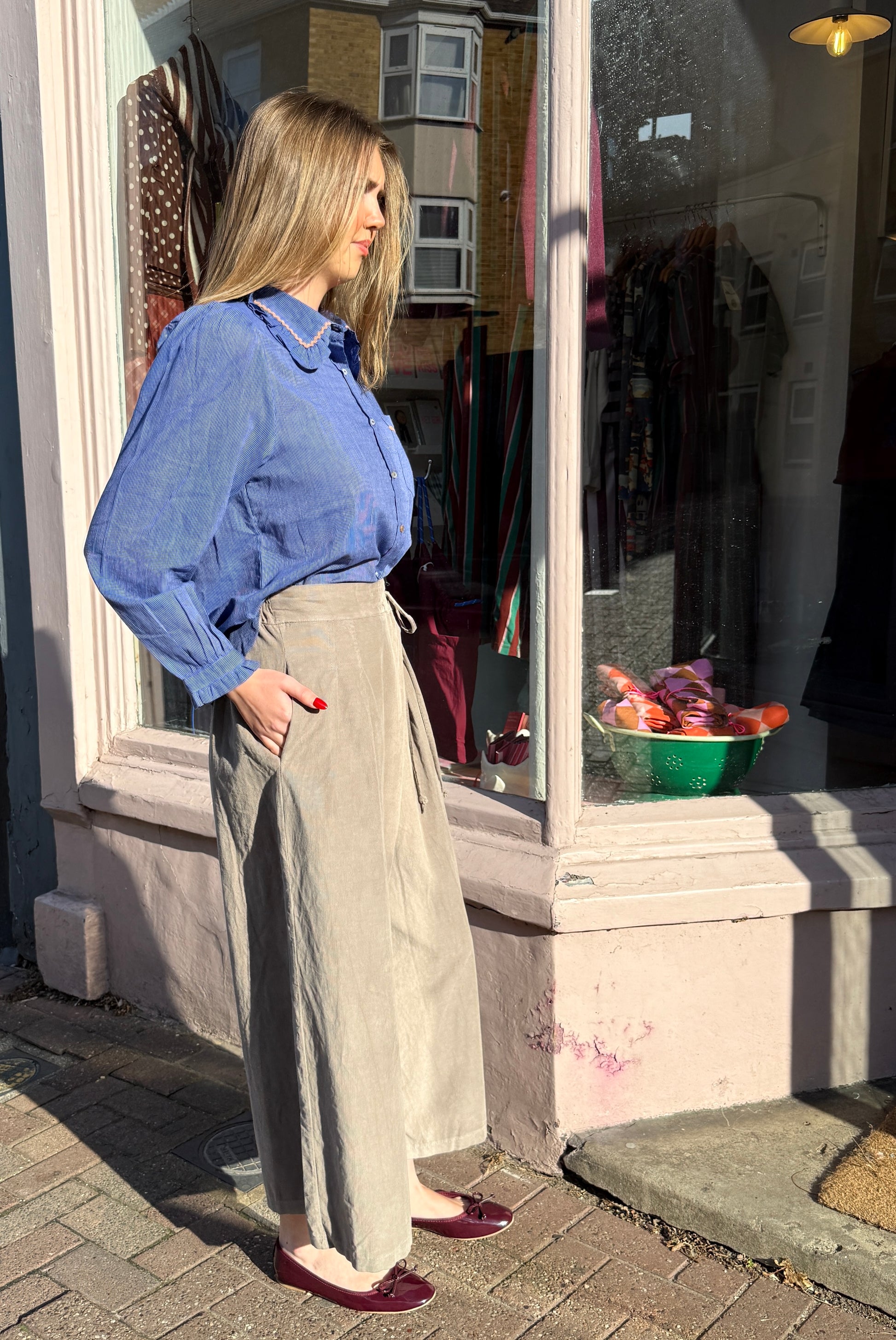 Grey Marta Needlecord Trousers