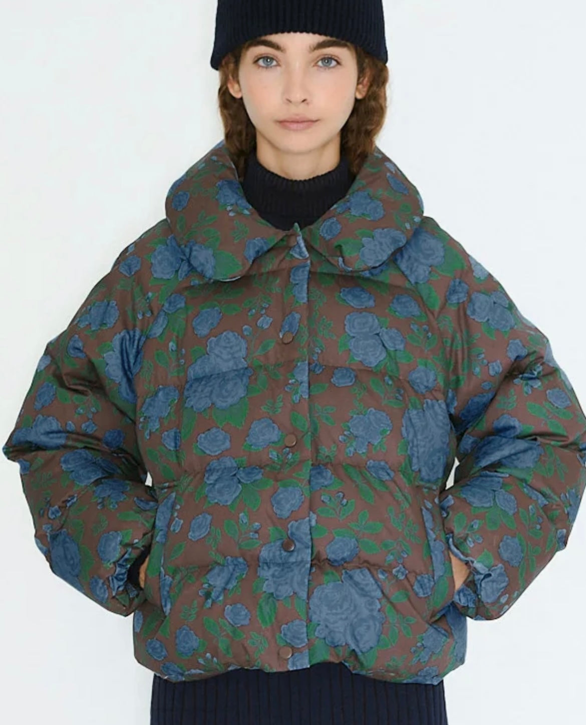 Brown  Roses  Puffa Jacket