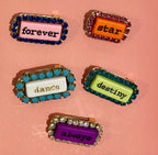 "WORD" Rhinestone Pin