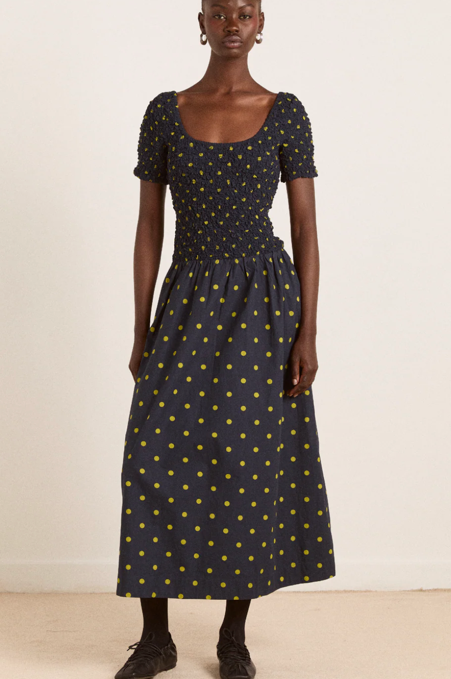 Malinda Smocked Spot Dress